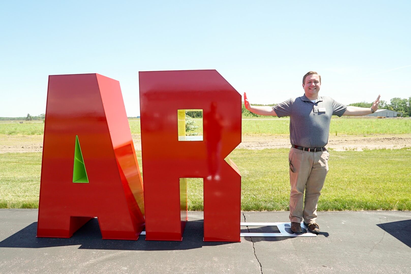 Giant letters spell out the word "art"